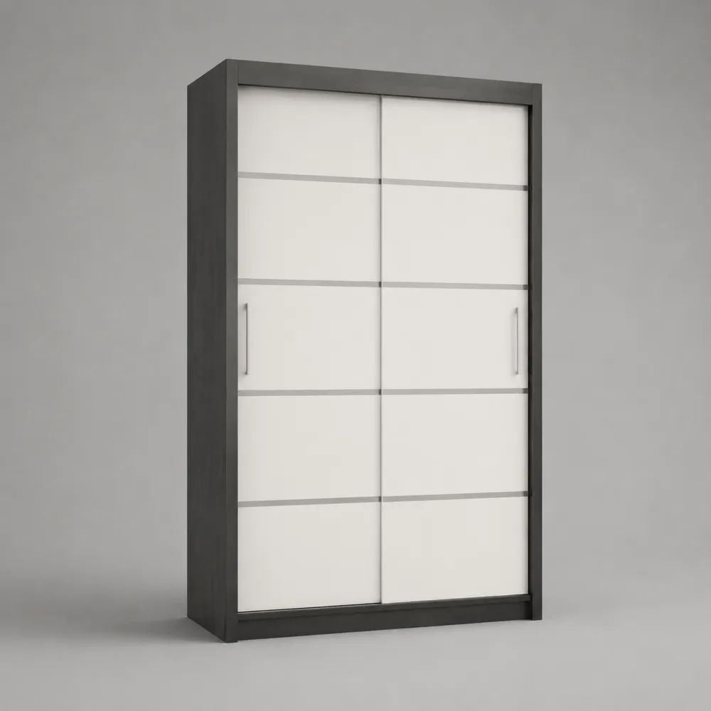 Armadio guardaroba rettangolare a 2 ante scorrevoli, antracite e bianco, 120 × 60 × 200 cm