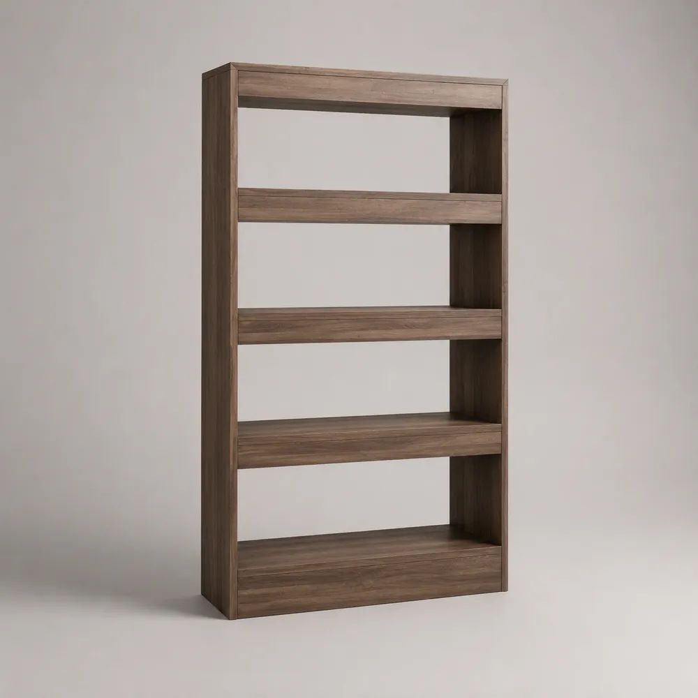 Libreria rettangolare in truciolare melaminico con 4 ripiani, marrone noce, 80 x 30 x 180 cm