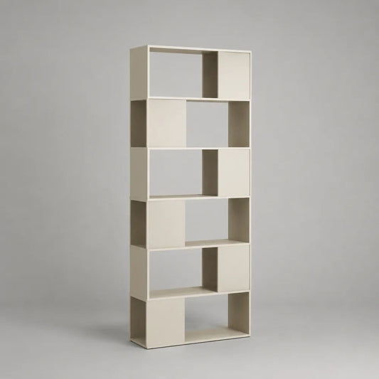 Libreria divisoria rettangolare in MDF melaminico bianco con 6 ripiani e 12 vani, 80 x 30 x 192 cm