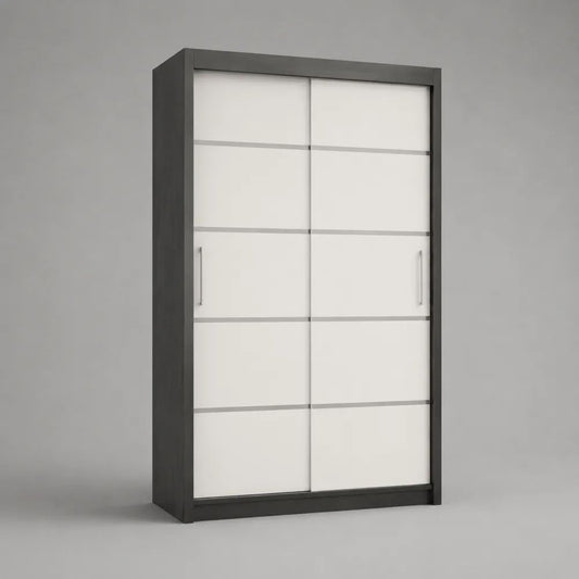 Armadio guardaroba rettangolare a 2 ante scorrevoli, antracite e bianco, 120 × 60 × 200 cm