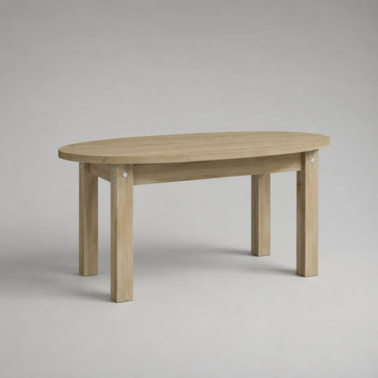 Tavolino ovale in legno massello marrone chiaro, 100 x 60 x 55 cm